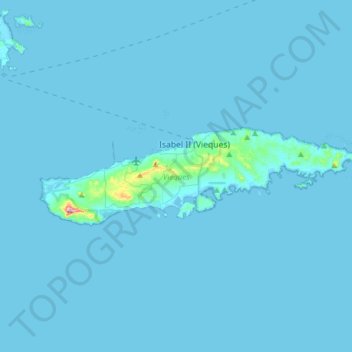 Mappa topografica Vieques, altitudine, rilievo