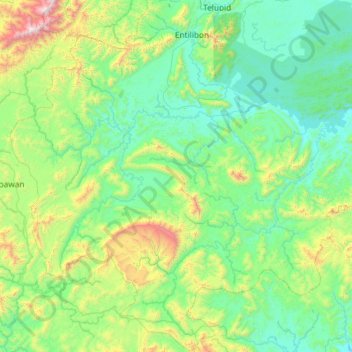 Mappa topografica Tongod, altitudine, rilievo