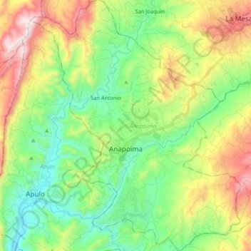 Mappa topografica Anapoima, altitudine, rilievo