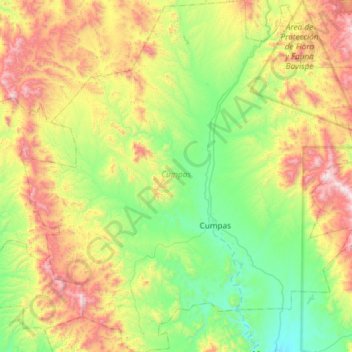 Mappa topografica Cumpas, altitudine, rilievo