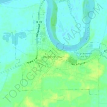 Mappa topografica Prophetstown, altitudine, rilievo