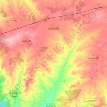Mappa topografica Carmena, altitudine, rilievo
