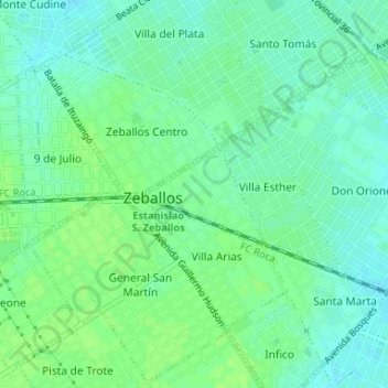 Mappa topografica Zeballos, altitudine, rilievo