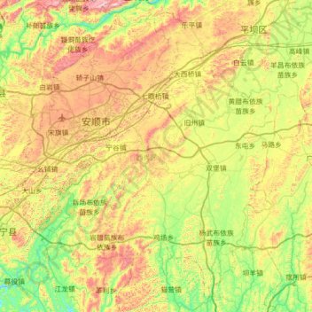 Mappa topografica 西秀区, altitudine, rilievo