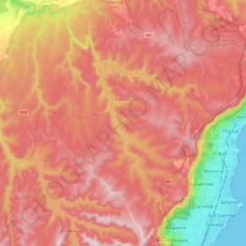 Mappa topografica Cataract, altitudine, rilievo