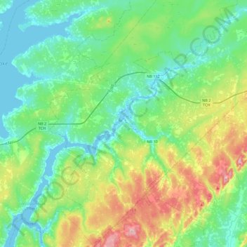 Mappa topografica Johnston Parish, altitudine, rilievo