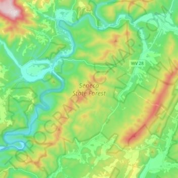 Mappa topografica Seneca State Forest, altitudine, rilievo