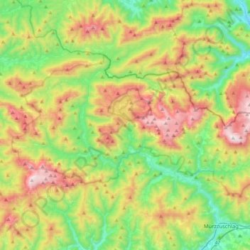 Mappa topografica Naturpark Mürzer Oberland, altitudine, rilievo