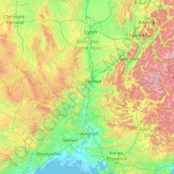 Mappa topografica Le Rhône, altitudine, rilievo