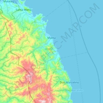 Mappa topografica Malita, altitudine, rilievo