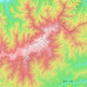 Mappa topografica 太白山, altitudine, rilievo