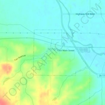 Mappa topografica Mingo, altitudine, rilievo