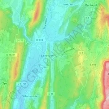 Mappa topografica Saint-Julien, altitudine, rilievo
