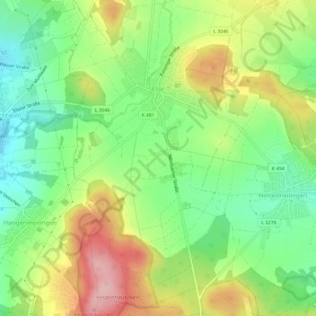 Mappa topografica Ellar, altitudine, rilievo