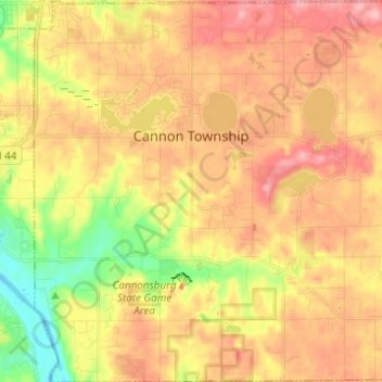 Mappa topografica Cannon Township, altitudine, rilievo