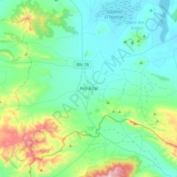 Mappa topografica Aïn Azal, altitudine, rilievo