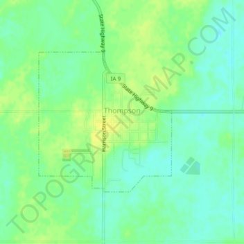Mappa topografica Thompson, altitudine, rilievo
