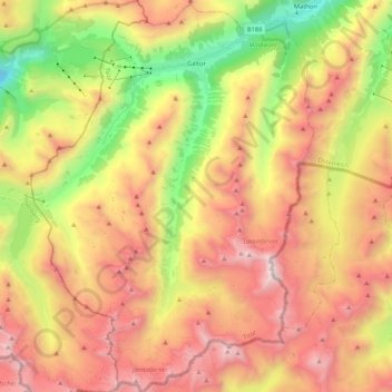 Mappa topografica Galtür, altitudine, rilievo