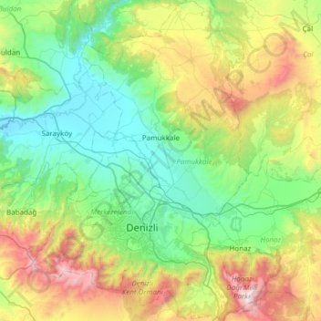 Mappa topografica Pamukkale, altitudine, rilievo
