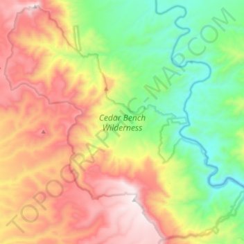 Mappa topografica Cedar Bench Wilderness, altitudine, rilievo
