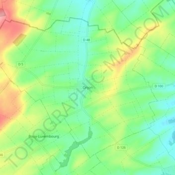 Mappa topografica Onjon, altitudine, rilievo
