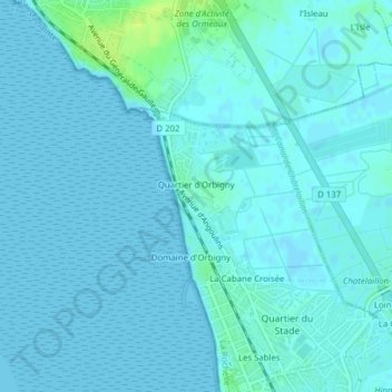 Mappa topografica Quartier d'Orbigny, altitudine, rilievo