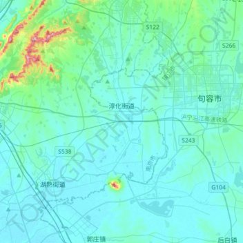 Mappa topografica 淳化街道, altitudine, rilievo