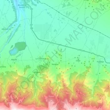 Mappa topografica Ferreira, altitudine, rilievo