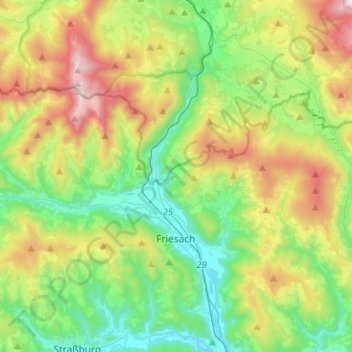 Mappa topografica Friesach, altitudine, rilievo