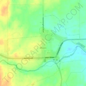 Mappa topografica Mooers, altitudine, rilievo