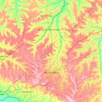 Mappa topografica Açailândia, altitudine, rilievo