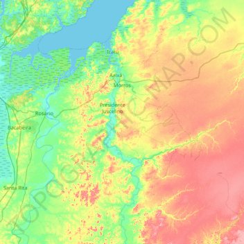 Mappa topografica Morros, altitudine, rilievo