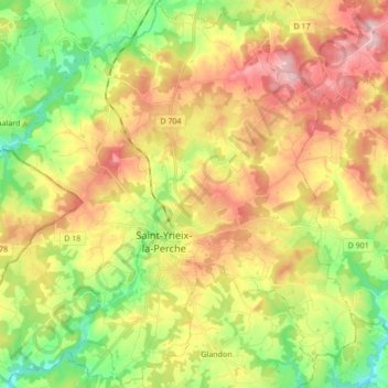 Mappa topografica Saint-Yrieix-la-Perche, altitudine, rilievo