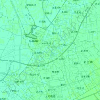 Mappa topografica 乌镇镇, altitudine, rilievo