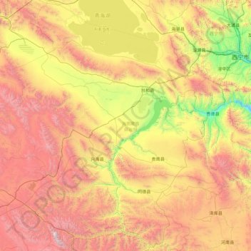 Mappa topografica 海南藏族自治州, altitudine, rilievo