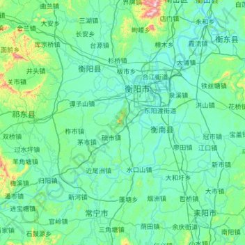 Mappa topografica 衡南县, altitudine, rilievo