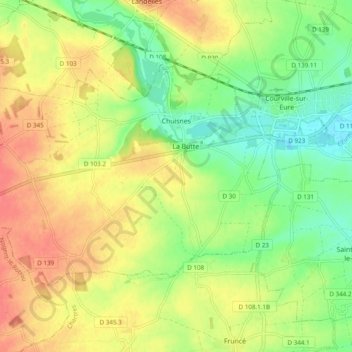 Mappa topografica Chuisnes, altitudine, rilievo