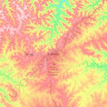 Mappa topografica Erechim, altitudine, rilievo