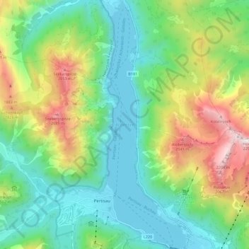 Mappa topografica Achensee, altitudine, rilievo