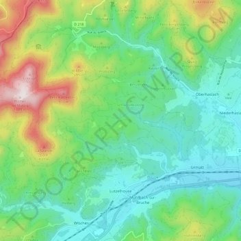 Mappa topografica Lutzelhouse, altitudine, rilievo