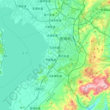 Mappa topografica 马金铺街道, altitudine, rilievo