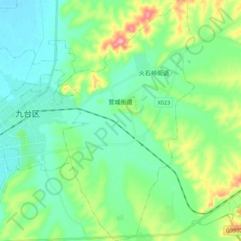 Mappa topografica 营城街道, altitudine, rilievo