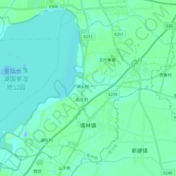 Mappa topografica 儒林镇, altitudine, rilievo