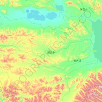 Mappa topografica 新吉乡, altitudine, rilievo