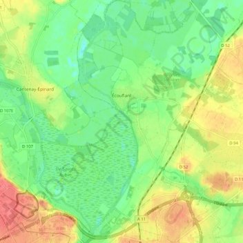 Mappa topografica Écouflant, altitudine, rilievo