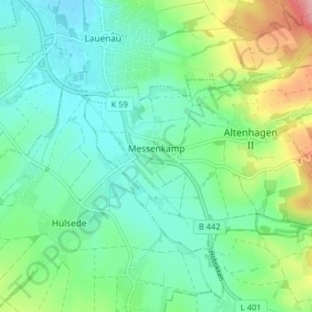 Mappa topografica Messenkamp, altitudine, rilievo
