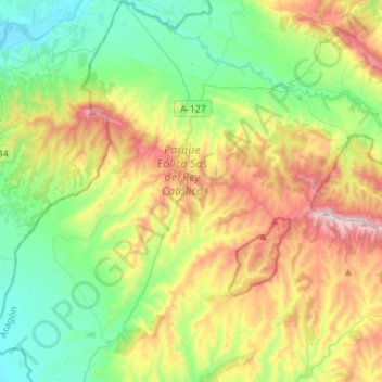 Mappa topografica Sos del Rey Católico, altitudine, rilievo
