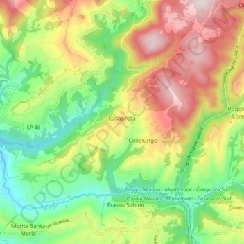 Mappa topografica Casaprota, altitudine, rilievo