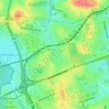 Mappa topografica Darra, altitudine, rilievo