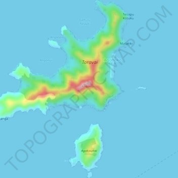 Mappa topografica Taravai, altitudine, rilievo